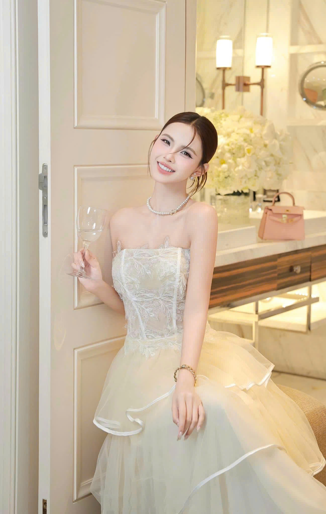 Đầm váy cup ngực dáng dài xòe 3 tầng