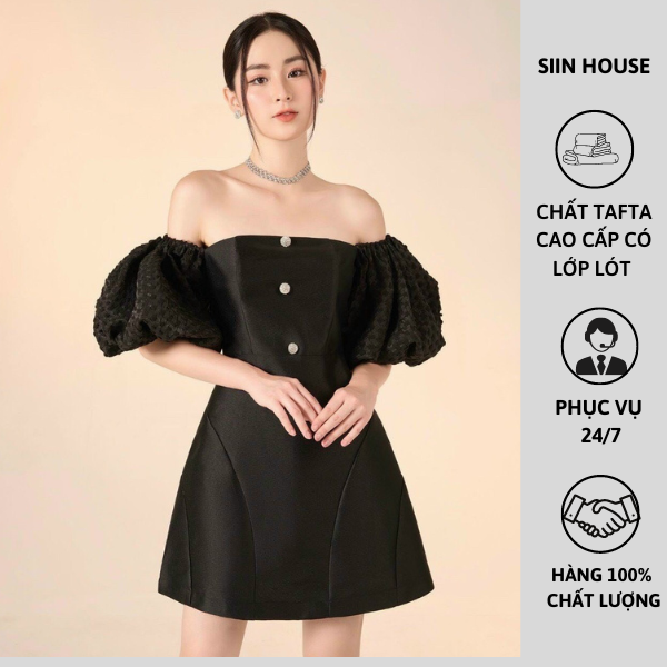 ĐẦM TRỄ VAI CÚP NGỰC TAY PHỒNG