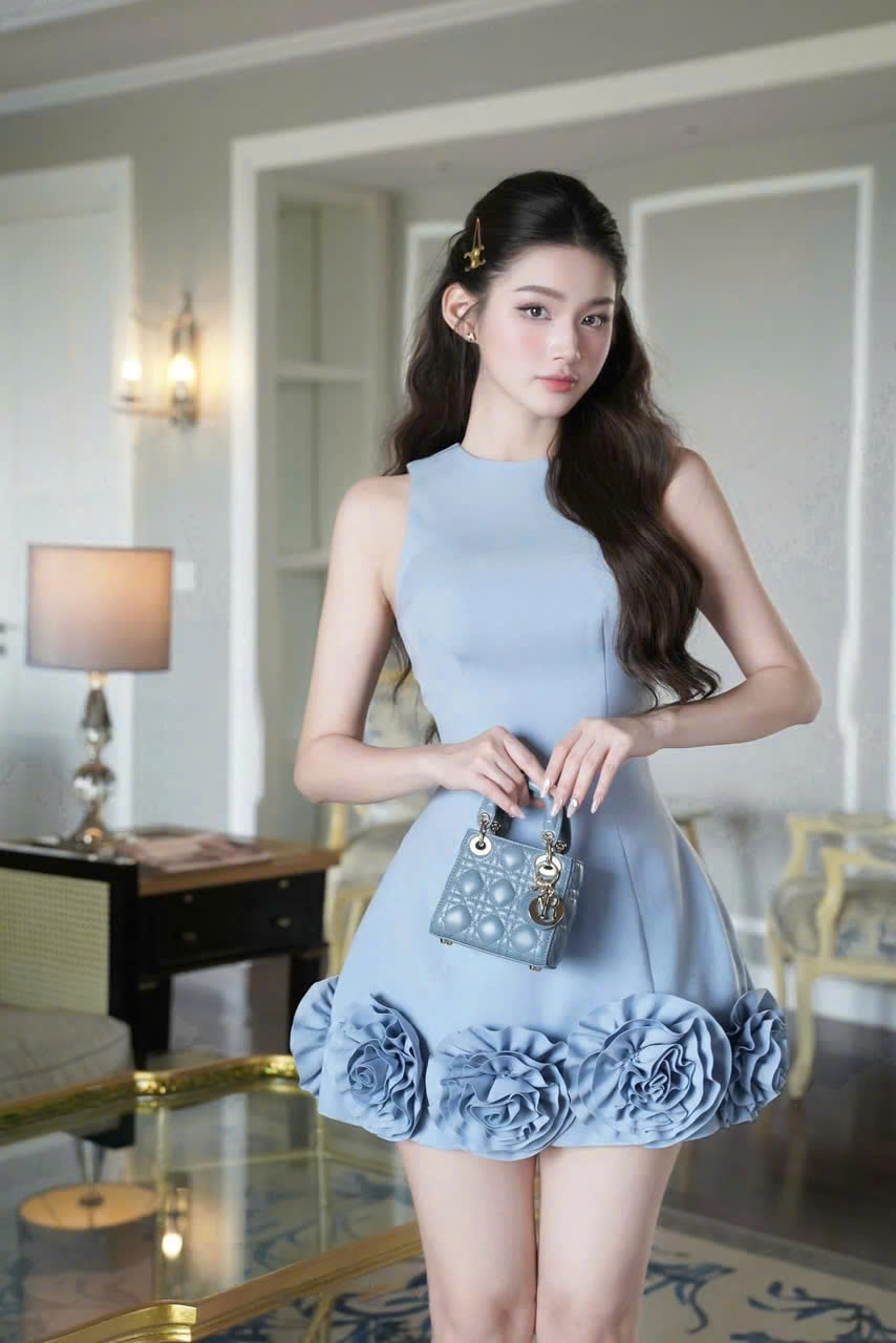 Đầm dự tiệc cổ tròn sát nách đính hoa sang chảnh - Melia Dress D0137