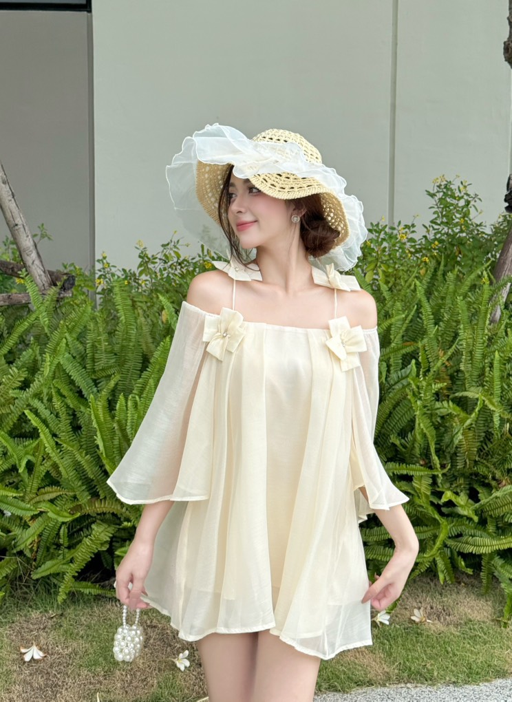 Sét áo 2 dây đính nơ + Quần short